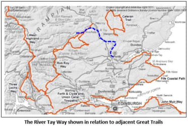 The River Tay Way shown in relation to adjacent Great Trails