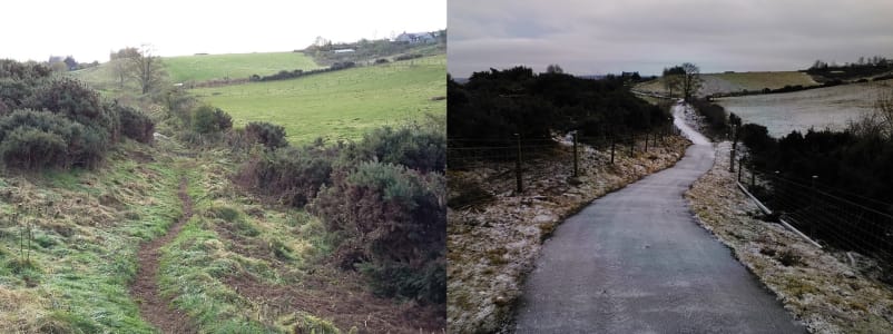 1)	Coronation Road at Northlees path before and after path improvement works