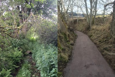 Before and after path improvements Cateran Mini Trail Kirkmichael to Lair