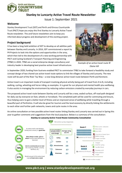 Stanley to Luncarty Active Travel Route Newsletter Edition 1 - page 1