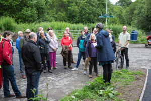 PKCT Manager Morag Watson addresses and thanks representatives from Provost Walk phase one funders (including SUSTRANS and Tactran), MSP Roseanna Cunningham, Auchterarder Core Paths Working Group, contractors and Perth & Kinross Council, among others